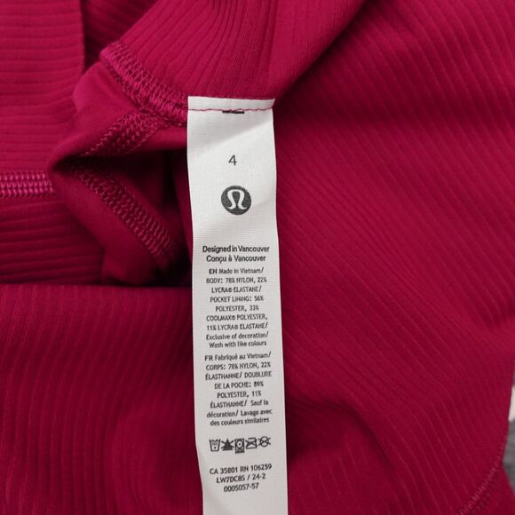 Lululemon Size 4 Align Ribbed Biker Short High Rise 8 inch Wild Berry Pink WLDB - Picture 6 of 8